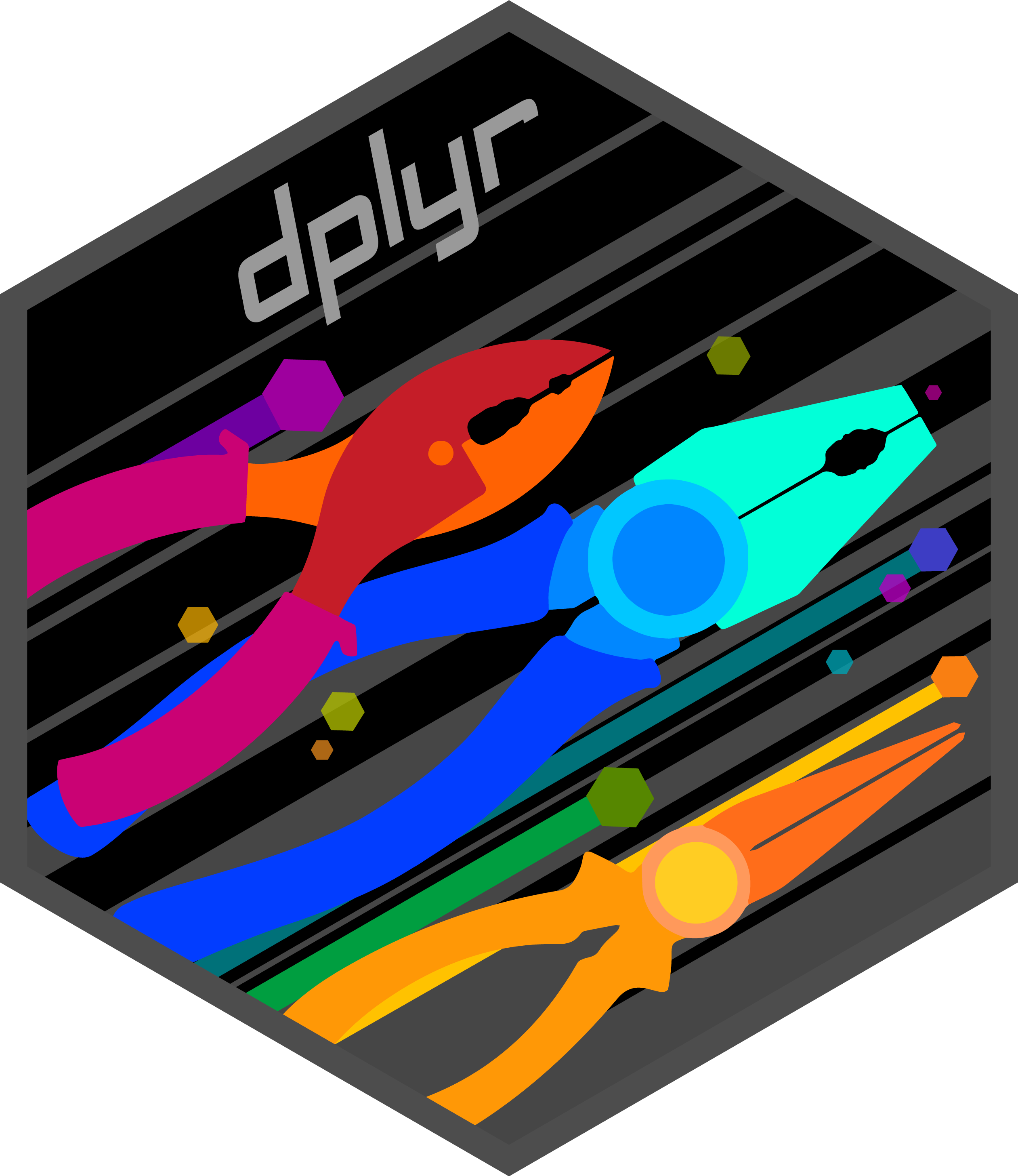 Hex logo for the dplyr R package
